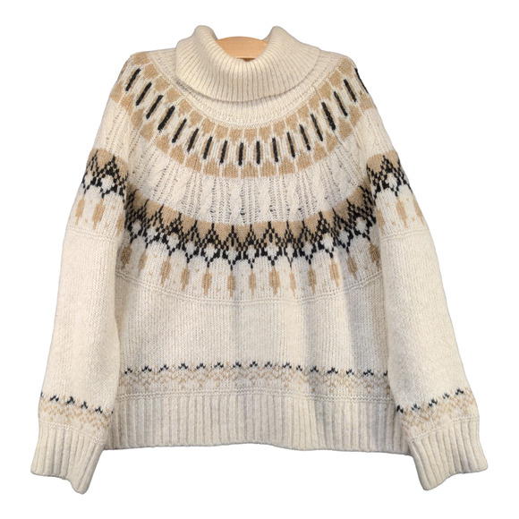 Old Navy Women's Pullover Knit Sweater Cream XL Long Sleeve Nordic Turtle Neck - Picture 1 of 13